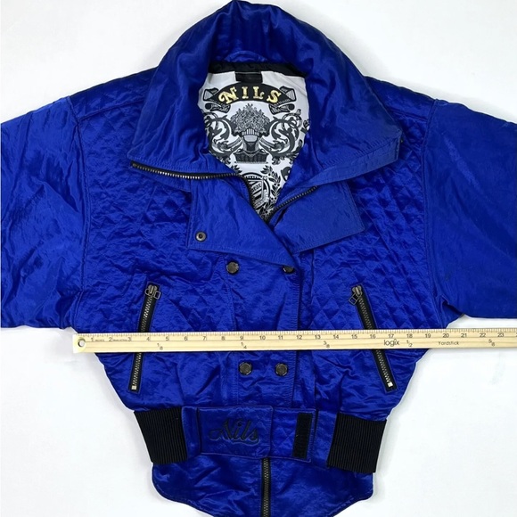 Nils Ski Jacket Womens 10 Vintage USA Full Zip Blue Belted Snowboard Coat - Picture 10 of 10